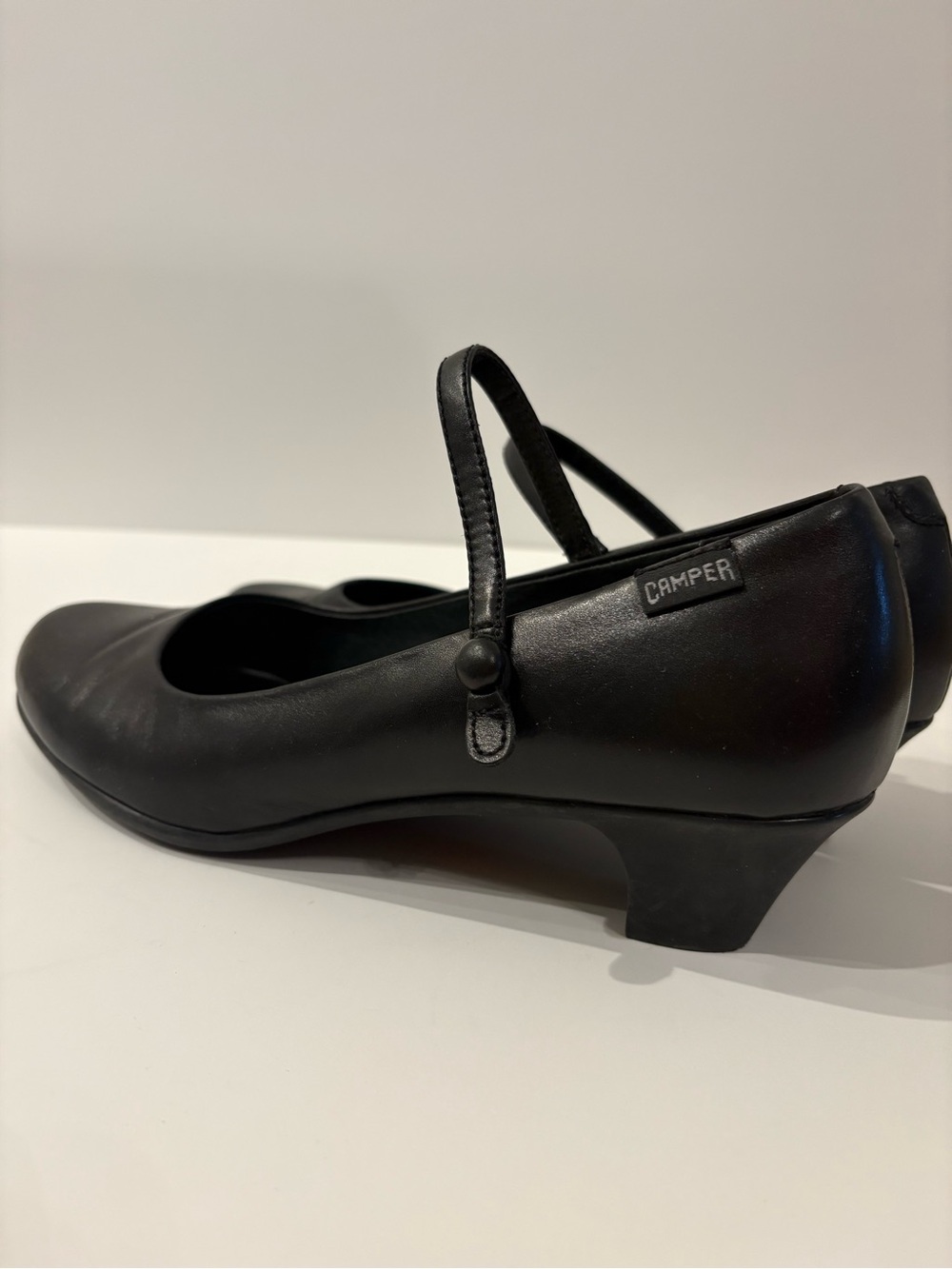 Camper Black Leather Mary Jane Heels – Classic Minimal Low Heel - Picture 6 of 6